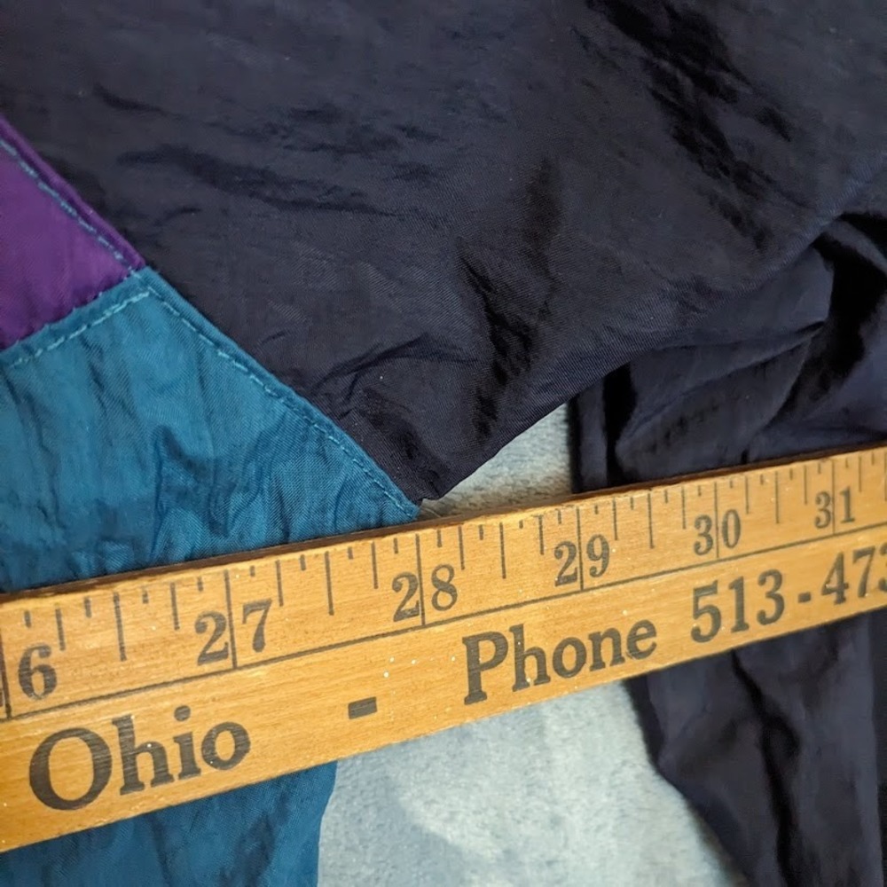 Vintage Claybrooke Sport Windbreaker Jacket 90s Colorblock Teal Navy Purple XL - Picture 9 of 12